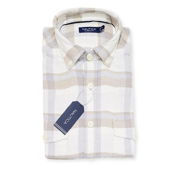 NWT Nautica Classic Collar Checked Sofr Brushed Flannel Casual Button Down Shirt - Picture 3 of 3